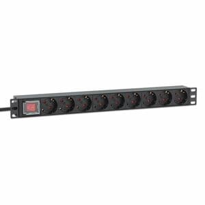 Intellinet PDU - CEE 7/7 (SCHUKO) - 9 x Schuko - 16 A - 230 V AC Input - Overload Protection, Double Pole - 1U - 2 m Cord 