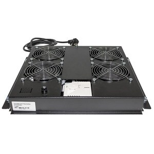 4-Fan Ventilation Unit for 19" Racks, Roof Mount, with Thermostat, Black - 4 Fan - 3.3 m³/min - 230 V AC - 482.60 mm Rack 