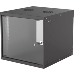 Network Cabinet, Wall Mount (Basic), 9U, 560mm Deep, Black, Flatpack, Max 50kg, Glass Door, 19" , Parts for wall installat