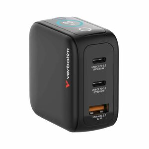 Verbatim Mini 65 W AC Adapter - Universal Adapter - 2 USB Type-C - For Notebook, Smartphone, Tablet PC - Australia, Europe
