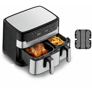 Moulinex Dual Easy Fry & Grill, Capacità 8,3 L, Doppio Cestello, Friggitrice ad Aria e Griglia, 8 Programmi Preimpostati, 
