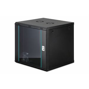 Digitus Dynamic-N 12U Wandmontierbar Geschlossener Schrank Rackschrank für Networking, Server - Schwarz - Stahl, Glas, Ble