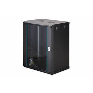 Digitus Dynamic-N 16U Wandmontierbar Geschlossener Schrank Rackschrank für Networking, Server - Hellgrau - Stahl, Glas, Bl