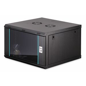 Digitus Dynamic-N 7U Wall Mountable Enclosed Cabinet Rack Cabinet for Networking, Server - Black - Steel, Glass, Sheet Ste