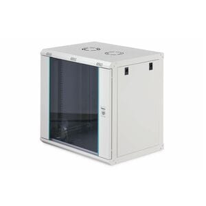 Digitus Dynamic-N 12U Wall Mountable Enclosed Cabinet Rack Cabinet for Networking, Server - Light Grey - Steel, Glass, She