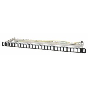 19" 24-Port Shielded Blank Patch Panel, 0.5U, Unloaded 19-inch Rackmount Keystone Panel for High-density Installations, Re
