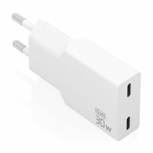CARGADOR GAN ULTRA DELGADO 30W 2XUSB-C PD3.0 BLANCO