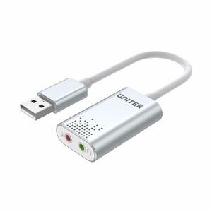 Unitek Audio Adapter - 1 x USB 2.0 Type A - Male - 2 x Mini-phone Stereo Audio - Female - Silver