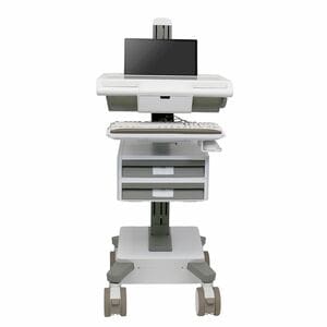 Ergotron Mosaic Medical Cart - 2-Tiers - TAA Compliant - 2 Drawer (1x1) - 19.50 kg Load Capacity - 4 Casters - 127 mm Cast