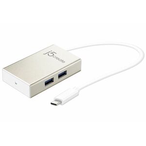 j5create JCH343 USB Hub - USB Type C - 640 MB/s - Notebook, Mouse, Keyboard, Flash Drive - Champagne Metallic - 4 Total US