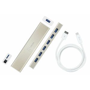 j5create JCH377 USB Hub - USB Type C - 640 MB/s - Notebook, Mouse, Keyboard, Flash Drive, Enclosure - Champagne Metallic -