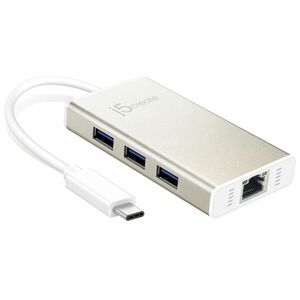 j5create JCH471 USB/Ethernet Combo Hub - USB Type C - 125 MB/s, 640 MB/s - Desktop, Notebook - Portable - 3 Total USB Port