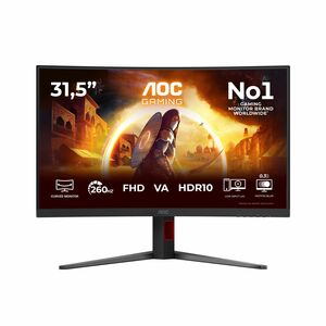 AOC AGON C32G4Z 32" (81.3 cm) Class Full HD Curved Screen Gaming LED Monitor - 16:9 - Black, Red - 31.5" (80 cm) Viewable 