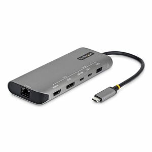 StarTech.com Adaptateur Multiport USB4, Double Sortie 4K Sans Pilote pour macOS/Windows, Recharge Power Delivery 140W, Hub