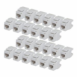 StarTech Cat6 Keystone Jack, 24-Pack RJ45 Ethernet Keystone Jacks, UTP Cat6 Wall Jack, 180-Degree 110 Punch Down, White - 