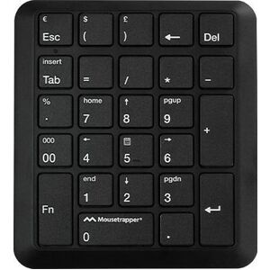 Mousetrapper Keypad - Compact - Wireless Connectivity - USB Interface - Black - RF - 2.40 GHz - 26 Key(s) - Notebook, Keyb