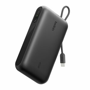 Belkin BoostCharge Power Bank - Black - 20000 mAh - 45 W - Built-in Cable - Black