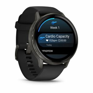 Garmin Venu 4 Smart Watch - Slate Case Color - Black Band Color - Stainless Steel, Metal Body Material - Fiber Reinforced 