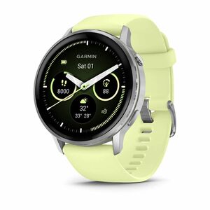Garmin Venu 4 Smart Watch - Silver Case Color - Citron Band Color - Stainless Steel, Metal Body Material - Fiber Reinforce