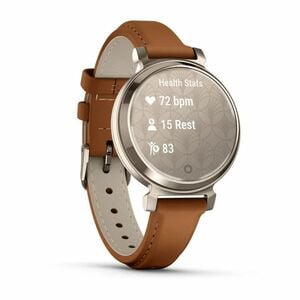 Garmin Lily 2 Classic Smart Watch - 35.40 mm Case Height - 35.40 mm Case Width - Cream Gold Case Color - Tan Band Color - 
