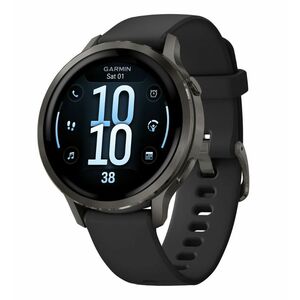 Garmin Venu 4 Smart Watch - Slate Case Color - Black Band Color - Stainless Steel, Metal Body Material - Fiber Reinforced 
