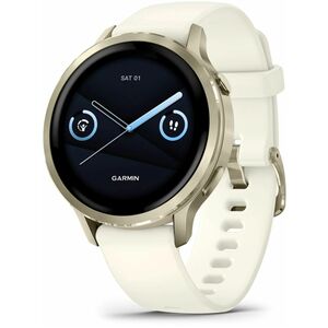Garmin Venu 4 Smart Watch - Lunar Gold Case Color - Bone Band Color - Stainless Steel, Metal Body Material - Fiber Reinfor