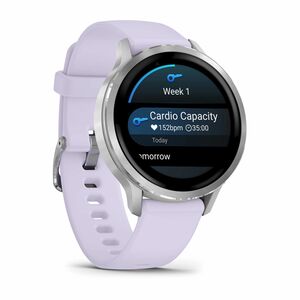 Garmin Venu 4 Smart Watch - Silver Case Color - Periwinkle Band Color - Stainless Steel, Metal Body Material - Fiber Reinf
