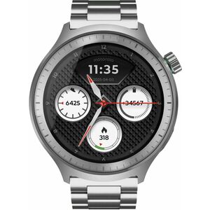 Motorola Mobility moto watch Smart Watch - Round Case Shape - Matte Silver Body Color - PANTONE Herbal Garden Band Color -