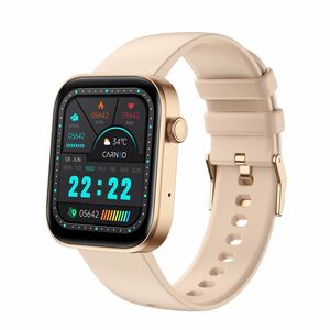 Carneo Zenith HR+ Smart Watch - Gold, Rose Gold Body Color - Tempered Glass Body Material - Pedometer - Phone, Text Messag