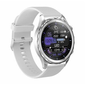 Carneo Queen HR+ Smart Watch - 11 mm Case Thickness - 44 mm Case Width - Silver, White Body Color - Metal, Mineral Glass, 