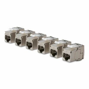 StarTech.com Jack Keystone Cat8, Lot de 6 Prises Ethernet RJ45 Keystone, Prise Murale STP Cat8, 180 Degrés Sans Outil - Bl