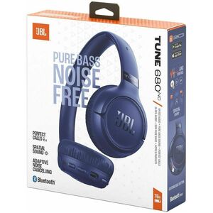 JBL Tune 680NC Wired/Wireless On-ear, Over-the-head Stereo Headset - Blue - Binaural - Ear-cup - Bluetooth - 32 Ohm - 20 H