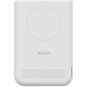Belkin UltraCharge Pro Power Bank - White - For Qi2-enabled Device, MagSafe-enabled Device, iPhone - 1 x Type-C 25W - 1000