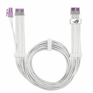The ROG Equalizer (WHITE) is an etched 12V-2x6 PCIe cable that delivers balanced PSU-to-ROG Equalizer power to minimize cu