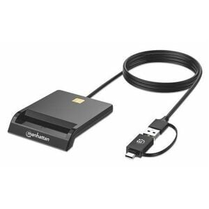USB-A / USB-C combo Smart Card Reader, USB 2.0 Type-C and Type-A Male to Contact Reader Interface, Supports Windows, macOS