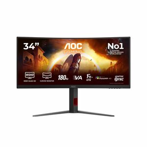 AOC CU34G4CA 34" Class UW-QHD Curved Screen Gaming LED Monitor - 21:9 - Black, Red - 86.4 cm (34") Viewable - Fast Vertica