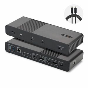 StarTech.com Thunderbolt 5 Docking Station für MacBook, Desktop-PC, Monitor - Ladefunktion - 180 W Netzteil - Schwarz, Gra