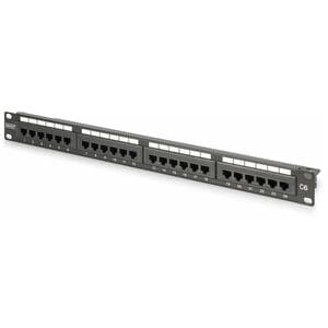 Digitus 24 Port(s) Network Patch Panel - Category 6 - Twisted Pair - Jet Black - 24 x RJ-45 - 1U High - Rack-mountable