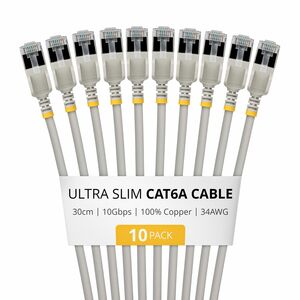 StarTech.com 6ASTP34GRS30CM10PK. Kabellänge: 0,3 m, Kabelstandard: Cat6a, Kabelschirmung: U/FTP (STP), Anschluss 1: RJ-45,
