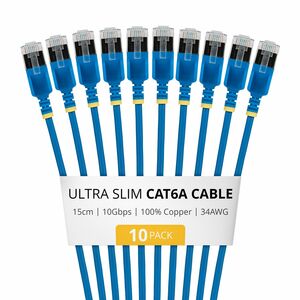 StarTech.com Ultra Slim 15 cm Category 6a Network Cable - 10 Pack - Cable for Network Device, Router, Switch - First End: 
