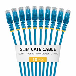 StarTech.com Slim 1 m Category 6 Network Cable - 10 Pack - Cable for IP Camera, Network Device, Router, Switch - First End