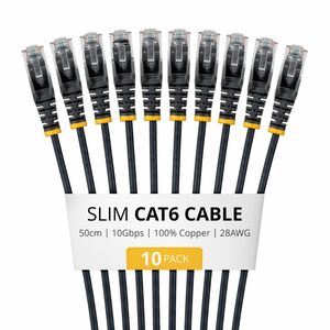 StarTech.com Slim 50 cm Category 6 Network Cable - 10 Pack - Cable for IP Camera, Network Device, Router, Switch - First E