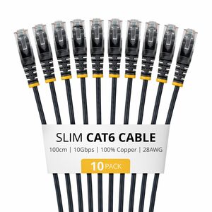 StarTech.com Slim 1 m Category 6 Network Cable - 10 Pack - Cable for IP Camera, Network Device, Router, Switch - First End