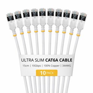StarTech.com Ultra Slim 15 cm Category 6a Network Cable - 10 Pack - Cable for Network Device, Router, Switch - First End: 