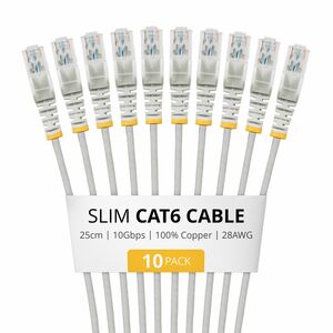 StarTech.com Slim 25 cm Kategorie 6 Netzwerkkabel - 10 Pack - Cable for IP-Kamera, Netzwerkgerät, Router, Schalter - 10 Gb