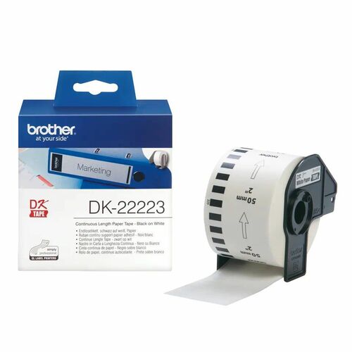 Brother DK-22223 Multipurpose Label - 50 mm Width x 30.48 m Length - Thermal Transfer - White - 1 Roll