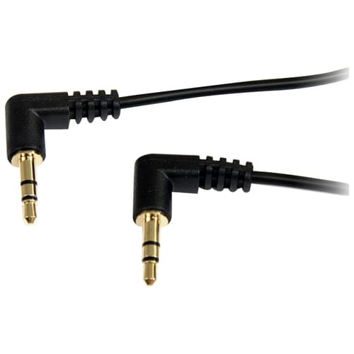 StarTech.com 1 ft Slim 3.5mm Right Angle Stereo Audio Cable - M/M - Easily connect an iPod® or other MP3 player to a car s