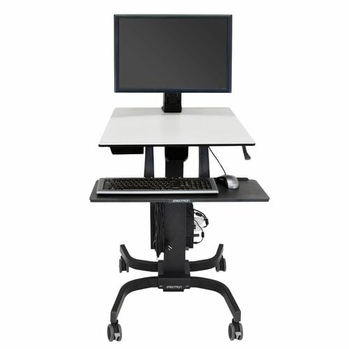 Ergotron WorkFit-C Computer Trolley - 14.74 kg Load Capacity - 4 Casters - Black, Grey - 76.2 cm (30") Screen Supported