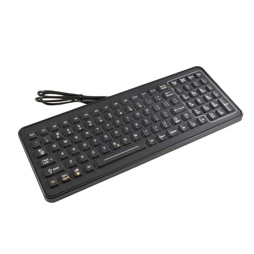 Intermec SlimKey SLK-101 Keyboard - Cable Connectivity - PS/2 Interface - Industrial Silicon Rubber Keyswitch - 101 Key(s)