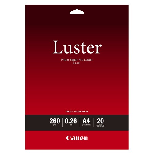 Canon LU-101 Inkjet Photo Paper - White - A3 - 297 mm x 420 mm - 260 g/m² Grammage - Luster - 20 Sheet